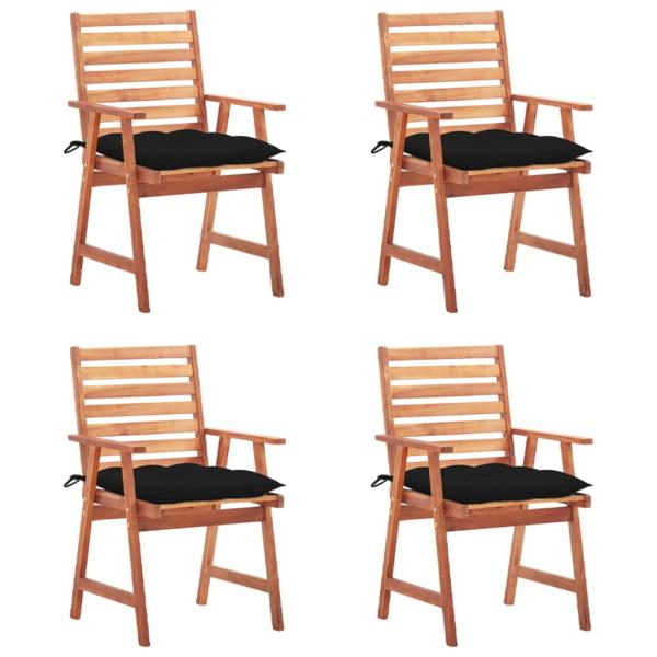 ARDEBO.de - Garten-Essstühle 4 Stk. mit Kissen Massivholz Akazie