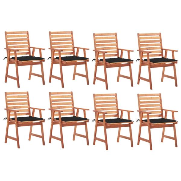 ARDEBO.de - Garten-Essstühle 8 Stk. mit Kissen Massivholz Akazie