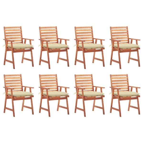 ARDEBO.de - Garten-Essstühle 8 Stk. mit Kissen Massivholz Akazie