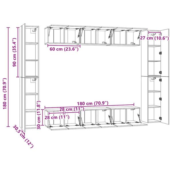 10-tlg. TV-Schrank-Set Weiß Holzwerkstoff