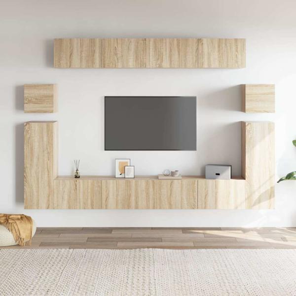 ARDEBO.de - 8-tlg. TV-Schrank-Set Sonoma-Eiche Holzwerkstoff