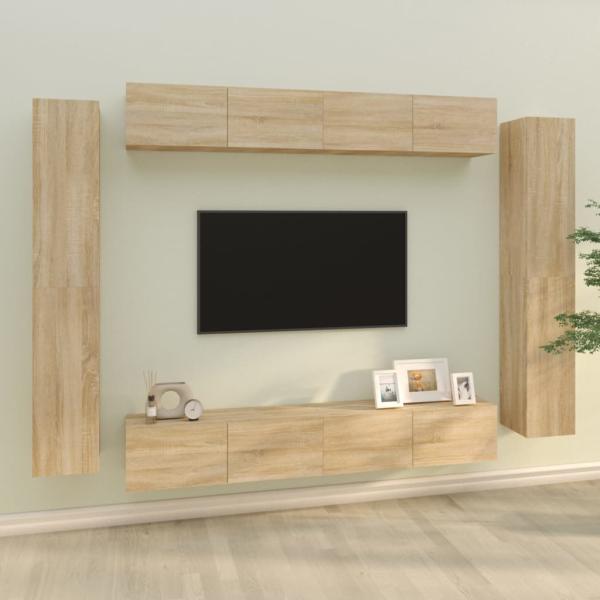 ARDEBO.de - 8-tlg. TV-Schrank-Set Sonoma-Eiche Holzwerkstoff