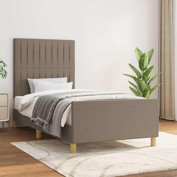ARDEBO.de - Bettgestell ohne Matratze Taupe 100x200 cm Stoff