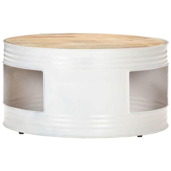 Couchtisch Weiß 68x68x36 cm Massivholz Mango