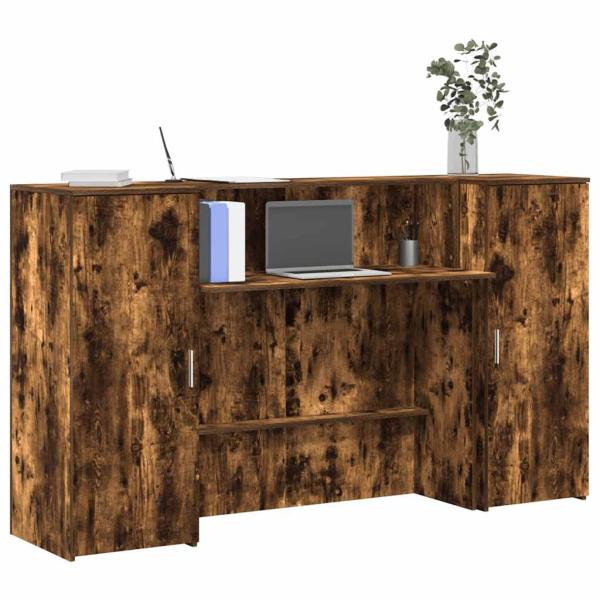 ARDEBO.de - Empfangstheke Räuchereiche 180x50x103,5 cm Holzwerkstoff