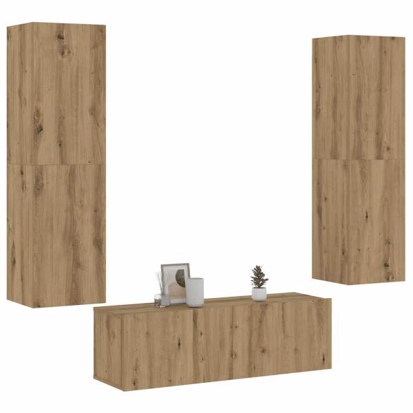 ARDEBO.de - TV-Wandschränke 3 Stk. Artisan-Eiche Holzwerkstoff