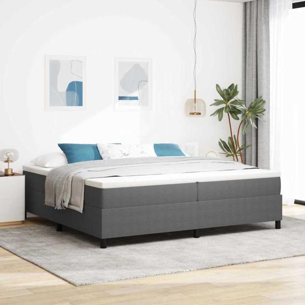 ARDEBO.de - Boxspringbett Hellgrau und Weiß 200 x 200 cm Cordstoff