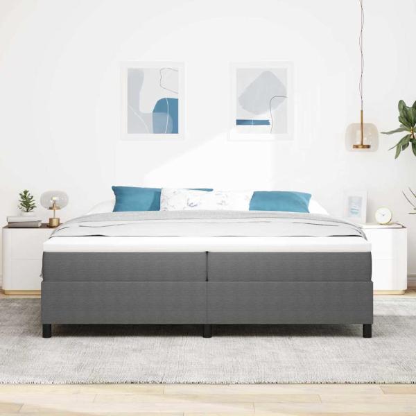 Boxspringbett Hellgrau und Weiß 200 x 200 cm Cordstoff