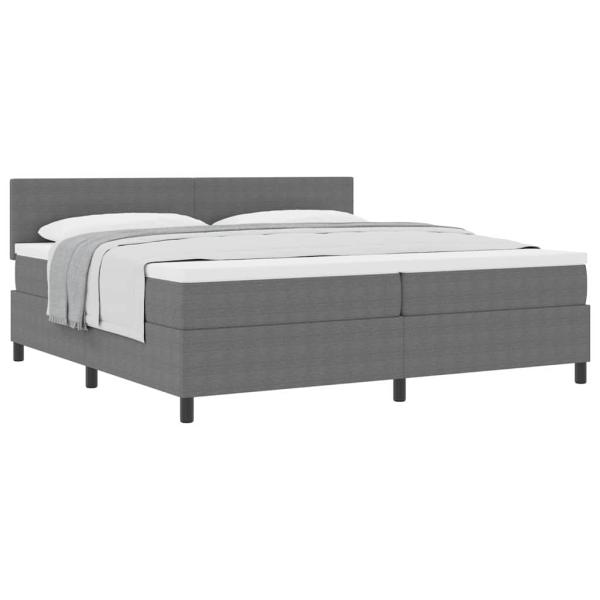 Boxspringbett Hellgrau und Weiß 200 x 200 cm Cordstoff