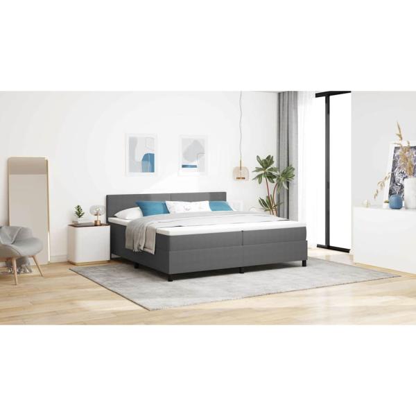 Boxspringbett Hellgrau und Weiß 200 x 200 cm Cordstoff
