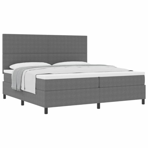 Boxspringbett Hellgrau und Weiß 200 x 200 cm Cordstoff