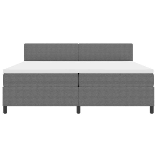 LED Boxspringbett Hellgrau und Weiß 200 x 200 cm Cordstoff