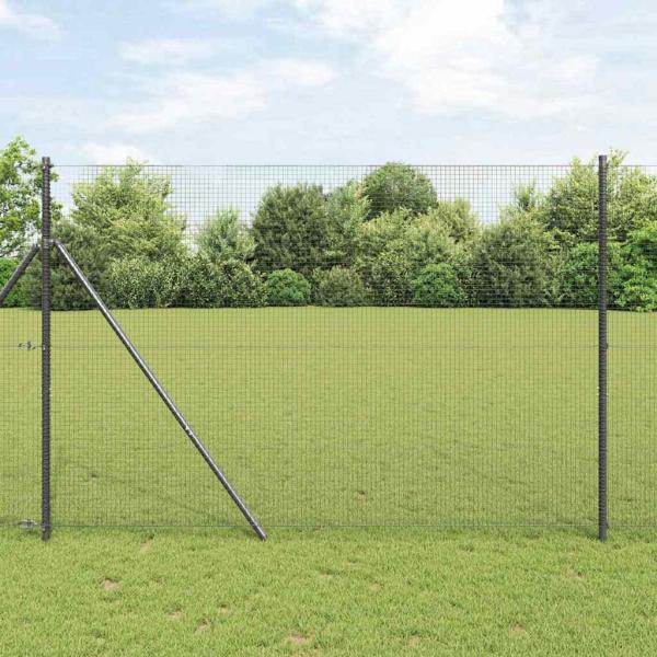 ARDEBO.de - Geschweißter Drahtzaun, bodenverankert 25 x 1,5 m Grau Netz