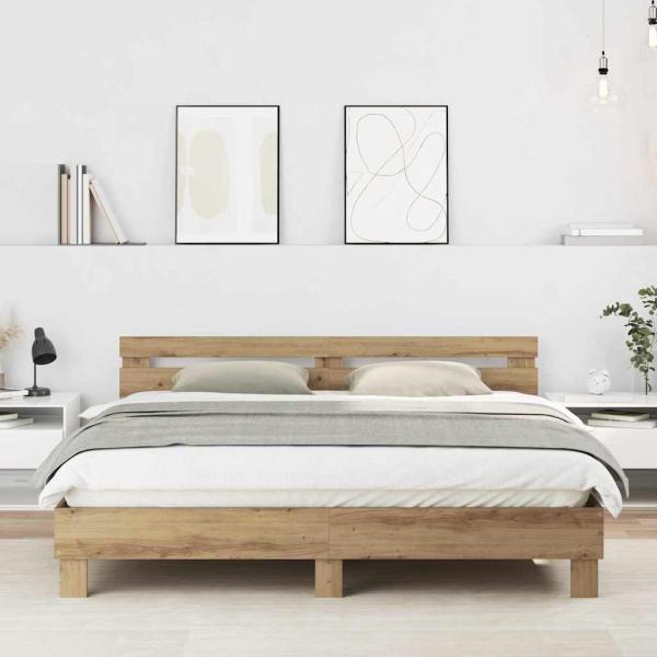 ARDEBO.de - Bettrahmen Artisan-Eiche 203 x 185 x 70 cm Holzwerkstoff
