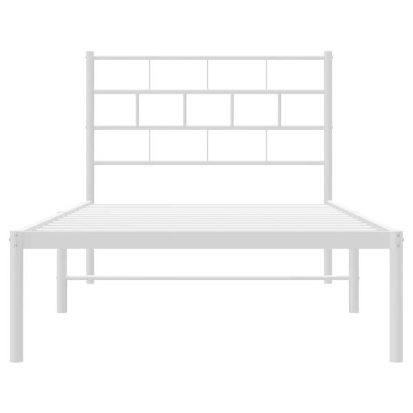 Bettgestell mit Kopfteil Metall Weiß 100x190 cm