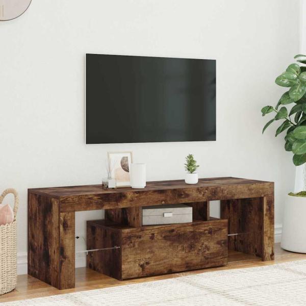 ARDEBO.de - TV-Schrank mit LED-Leuchten Räuchereiche 120x35x40 cm