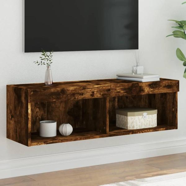 ARDEBO.de - TV-Schrank mit LED-Leuchten Räuchereiche 100x30x30 cm