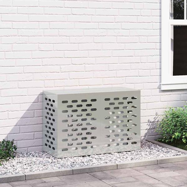ARDEBO.de - Klimaanlagenabdeckung Silber 90 x 40 x 60 cm Verzinkter Stahl