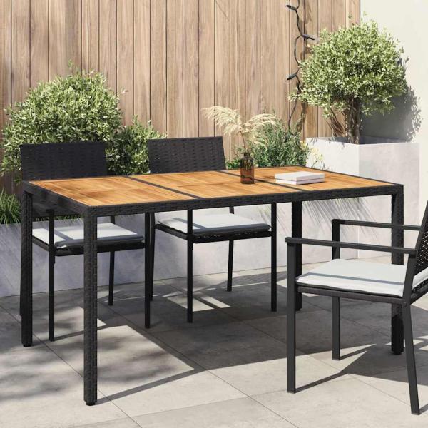 ARDEBO.de - Gartentisch Schwarz 150 x 90 x 75 cm Poly-Rattan