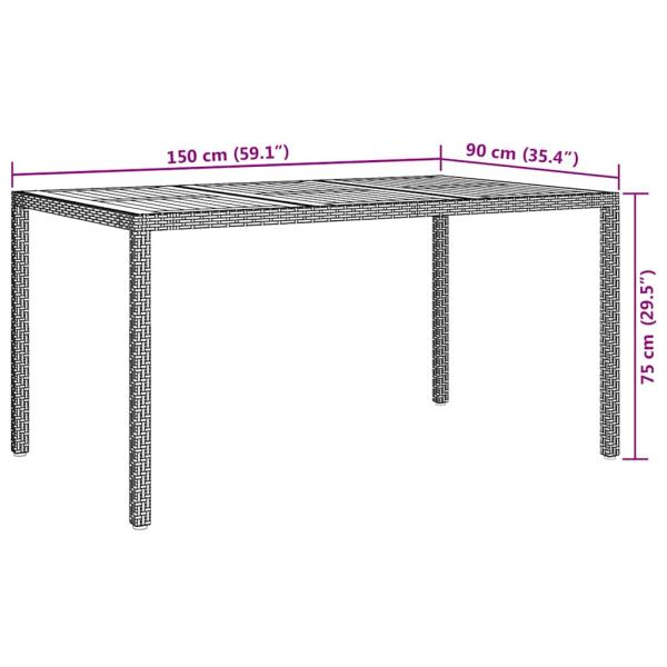 Gartentisch Schwarz 150 x 90 x 75 cm Poly-Rattan
