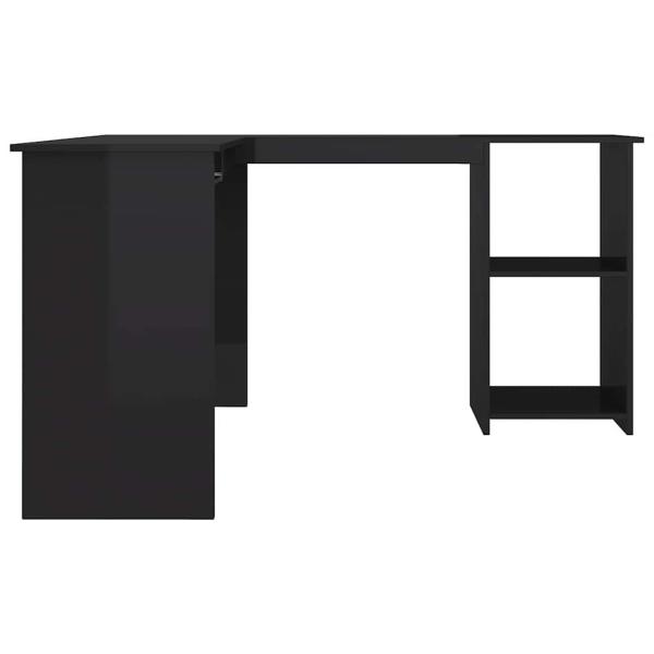 Eckschreibtisch in L-Form Hochglanz-Schwarz 120×140×75 cm