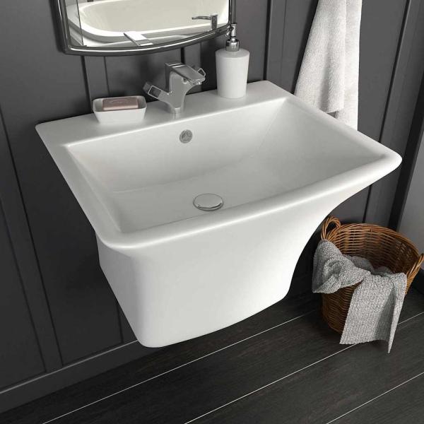 Waschbecken Weiß 53 x 44 x 37 cm Glasierte Keramik