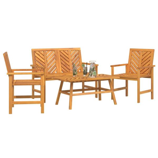 Garten-Lounge-Set 4 stk. Braun Massivholz Akazie