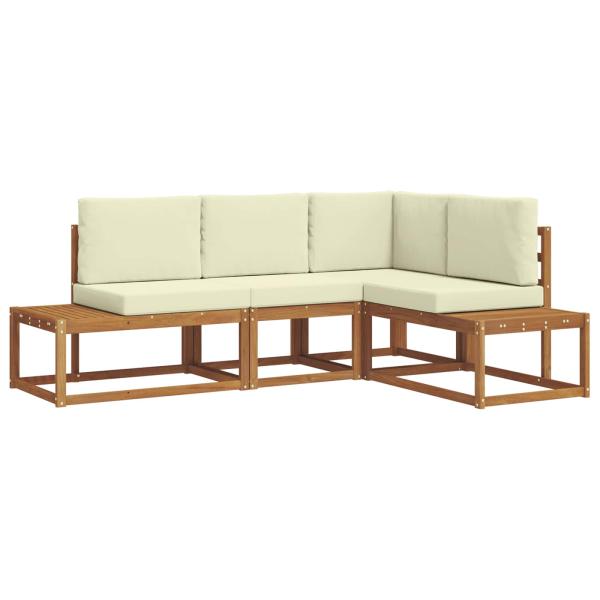 4 stk. Outdoor-Sofagarnitur Massives Akazienholz und Polyester