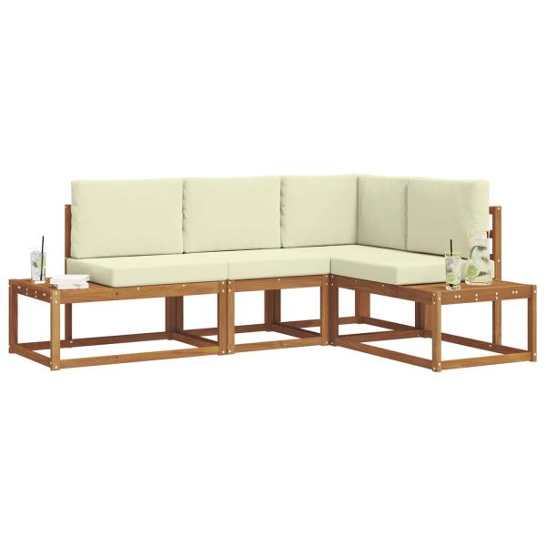 4 stk. Outdoor-Sofagarnitur Massives Akazienholz und Polyester