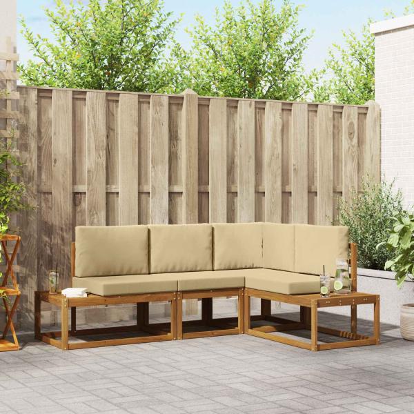 ARDEBO.de - 4 stk. Outdoor-Sofagarnitur Massives Akazienholz und Polyester