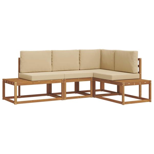 4 stk. Outdoor-Sofagarnitur Massives Akazienholz und Polyester