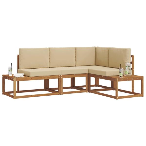 4 stk. Outdoor-Sofagarnitur Massives Akazienholz und Polyester