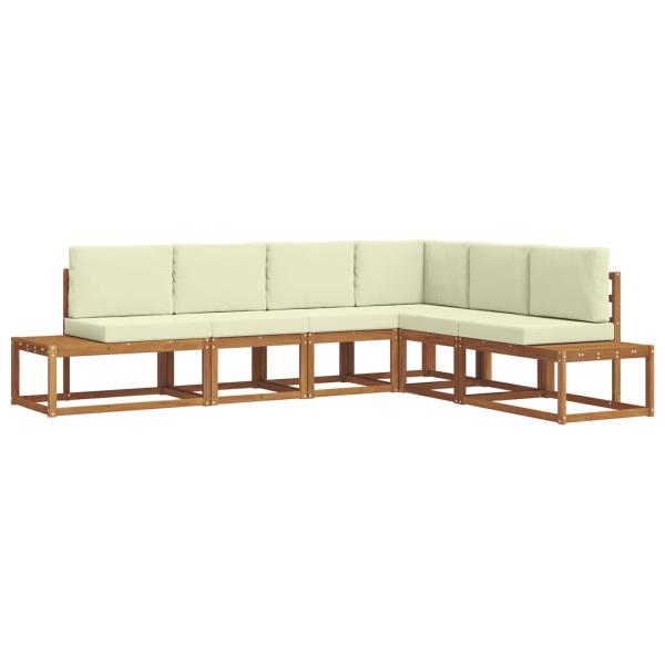 Outdoor-Sofagarnitur mit Kissen 6 Stück Natur und Creme