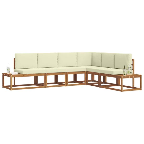 Outdoor-Sofagarnitur mit Kissen 6 Stück Natur und Creme