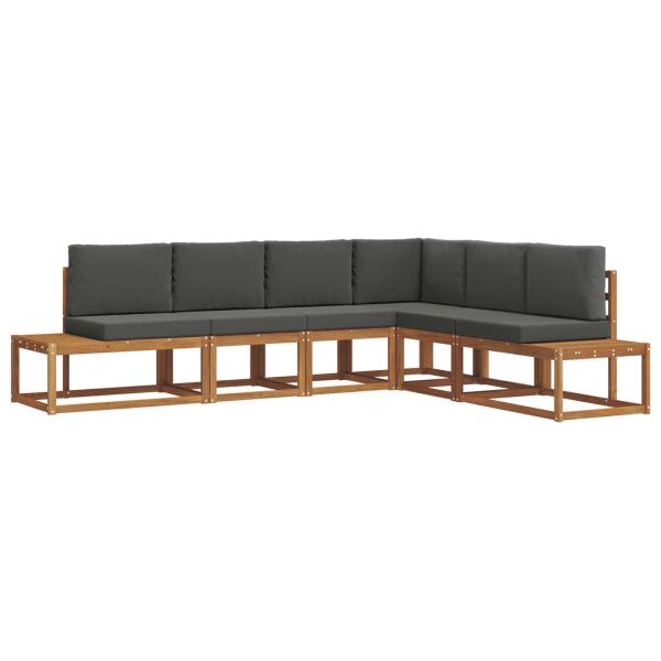 Outdoor-Sofagarnitur 6 stk. 6-Sitzer Natur und Anthrazit