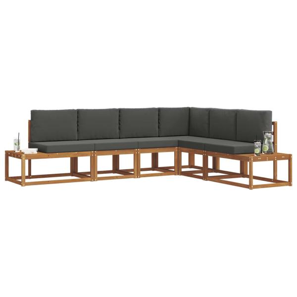 Outdoor-Sofagarnitur 6 stk. 6-Sitzer Natur und Anthrazit