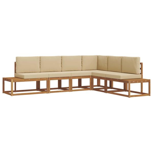 6 stk. Outdoor-Sofagarnitur Massives Akazienholz und Polyester