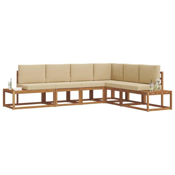 6 stk. Outdoor-Sofagarnitur Massives Akazienholz und Polyester