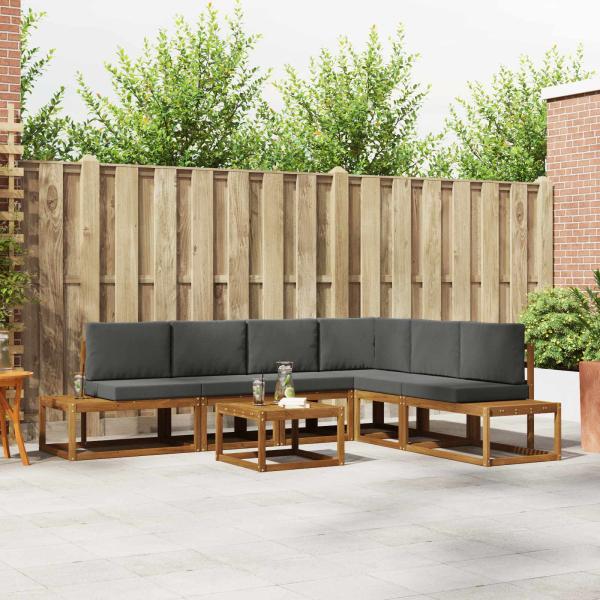 ARDEBO.de - 7 stk. Outdoor-Sofagarnitur Massives Akazienholz und Polyester