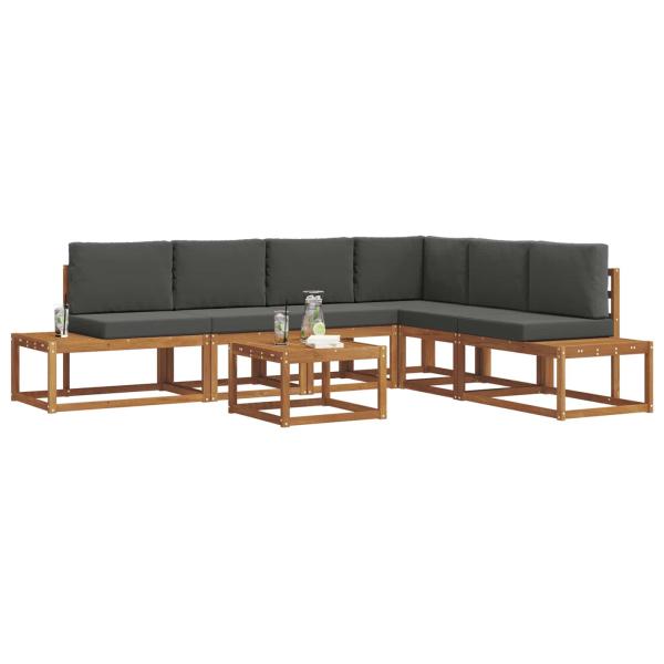7 stk. Outdoor-Sofagarnitur Massives Akazienholz und Polyester