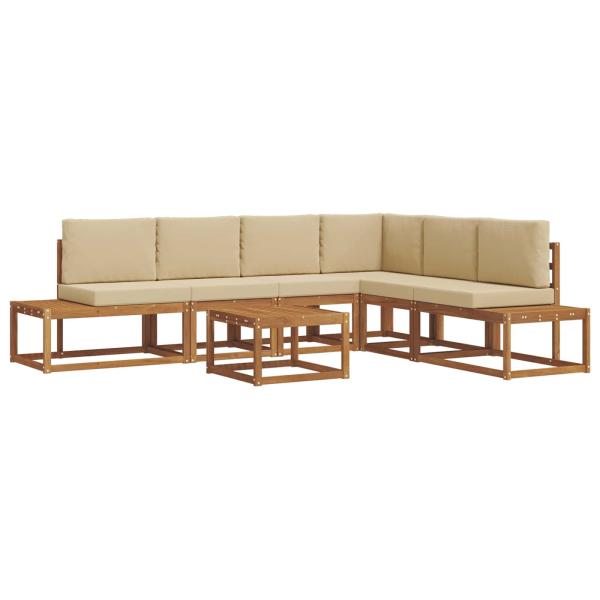 7 stk. Outdoor-Sofagarnitur Massives Akazienholz und Polyester
