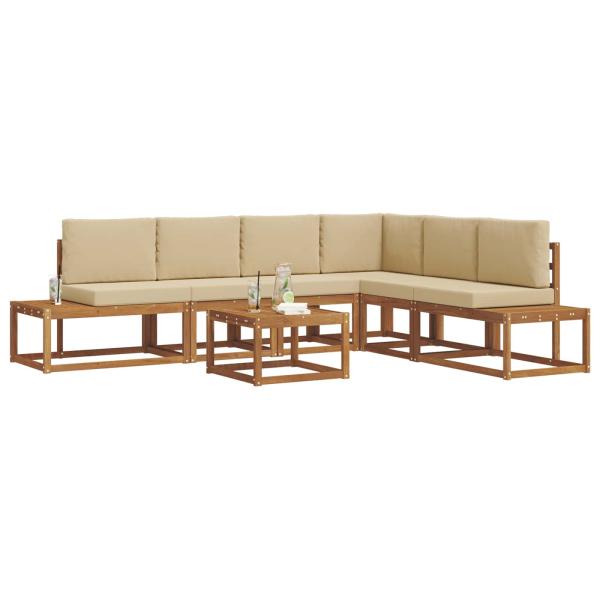 7 stk. Outdoor-Sofagarnitur Massives Akazienholz und Polyester