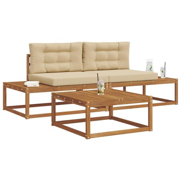 Outdoor-Sofagarnitur Massives Akazienholz und Polyester