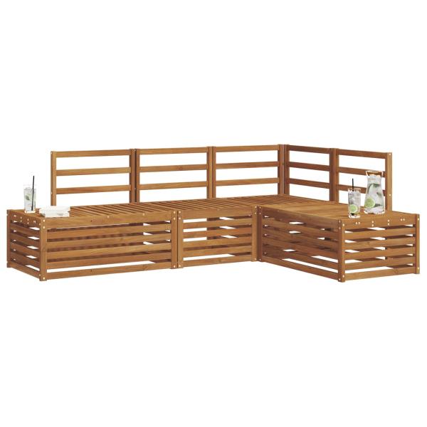 Outdoor-Sofagarnitur 4 Stück Natur Massivholz Akazie