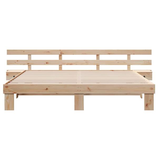 Bettrahmen mit Kopfteil Braun 200 x 200 cm Massives Kiefernholz