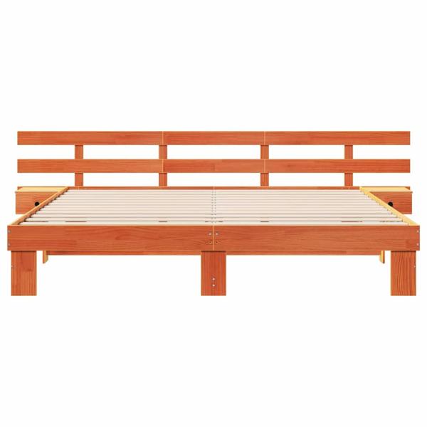 Bettrahmen mit Kopfteil Braun 200 x 200 cm Massives Kiefernholz
