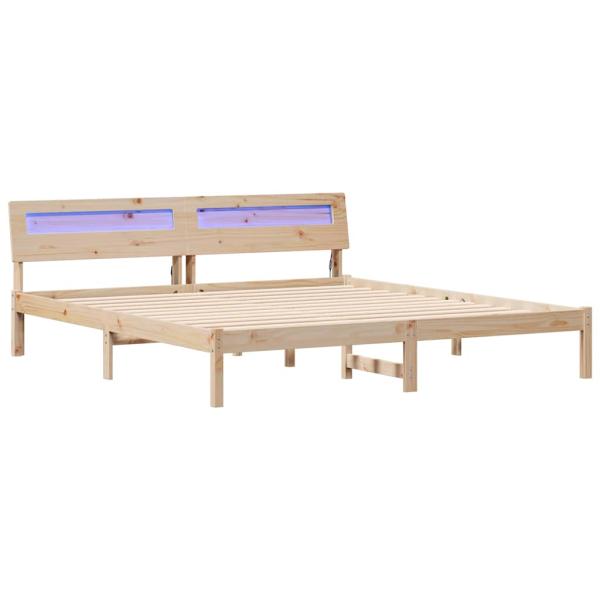Bettrahmen mit Kopfteil Braun 200 x 200 cm Massives Kiefernholz