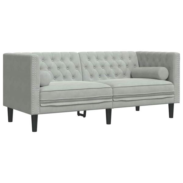 Wohnzimmer Couch 3 Stk. Hellgrau Samt
