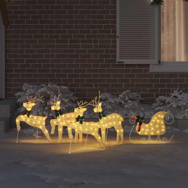 LED Rentiere 5 Stk. Gold 43 x 18 x 66 cm Stoff LEDs