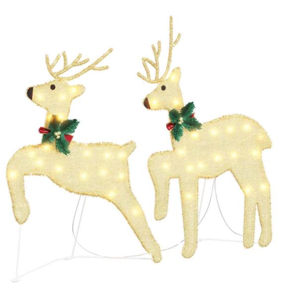 LED Rentiere 5 Stk. Gold 43 x 18 x 66 cm Stoff LEDs